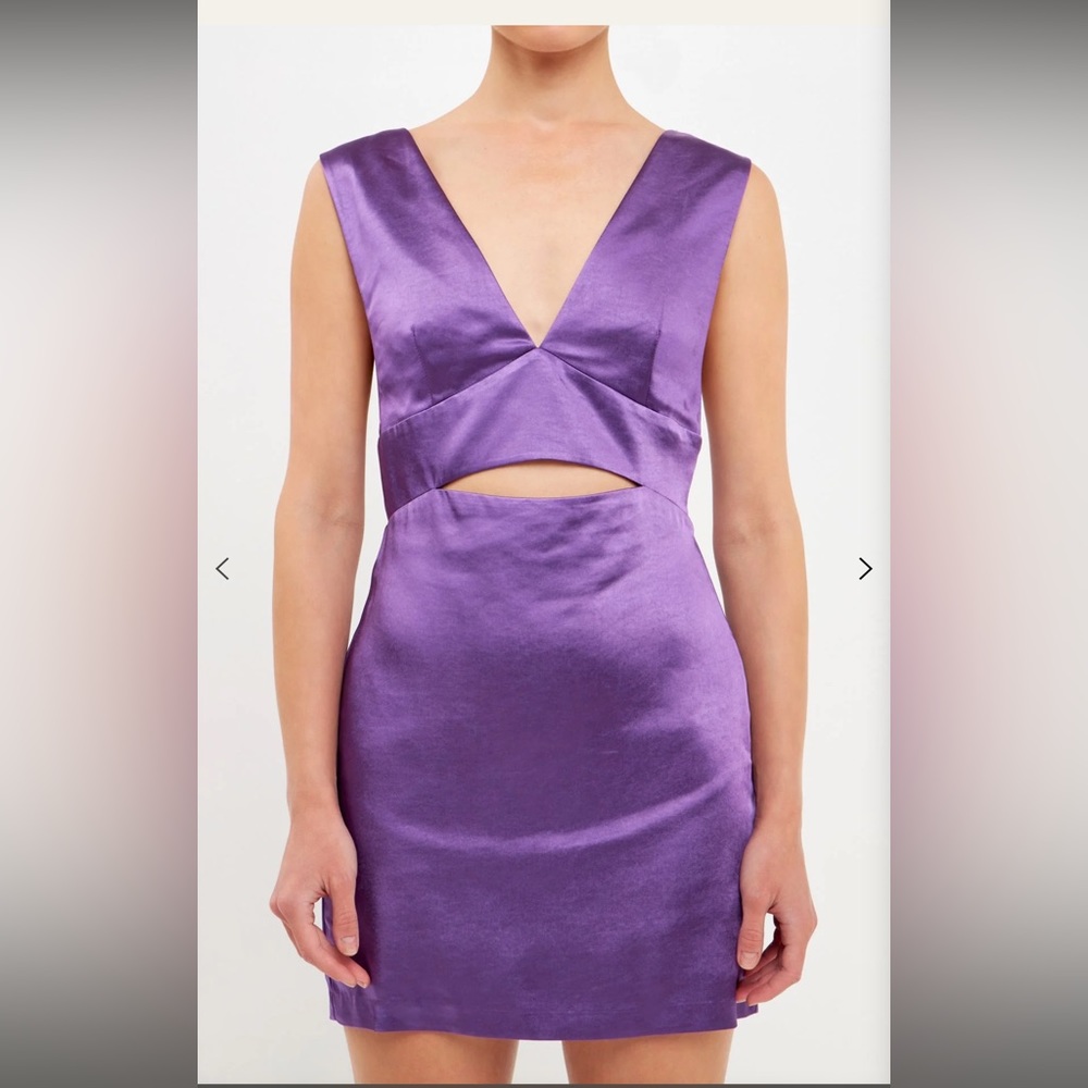 NWT Endless Rose Satin Cut-Out Mini Dress Size M Women Designer Cocktail - Picture 2 of 5